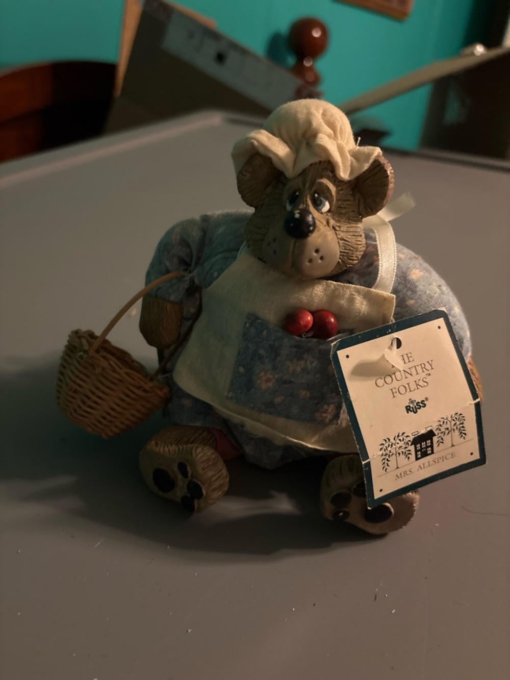 Russ-Shelf Sitters-Country Folks-Mrs.Allspice (#2177)-5"- Ceramic & Beanbag-1994